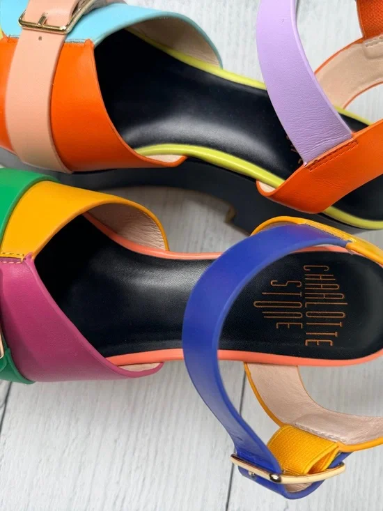 Charlotte Stone Raf Multicolor Leather Platform Sandals 7 - Picture 7 of 9